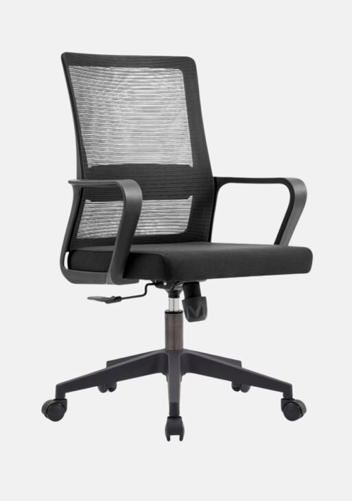 Black Mid-Back Mesh Task Chair with Padded Loop Arms