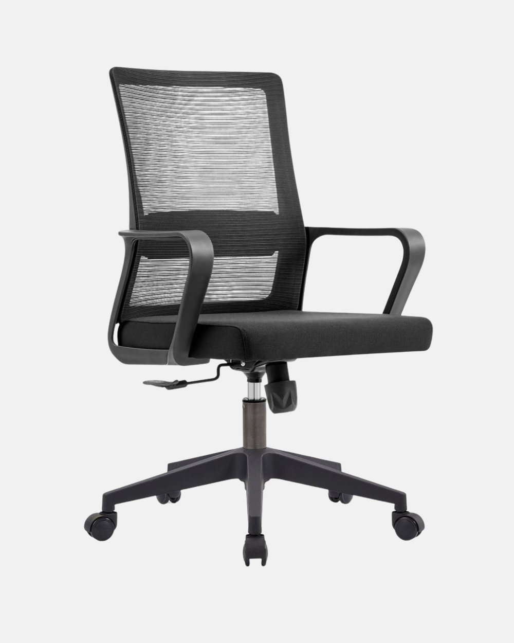 Black Mid-Back Mesh Task Chair with Padded Loop Arms