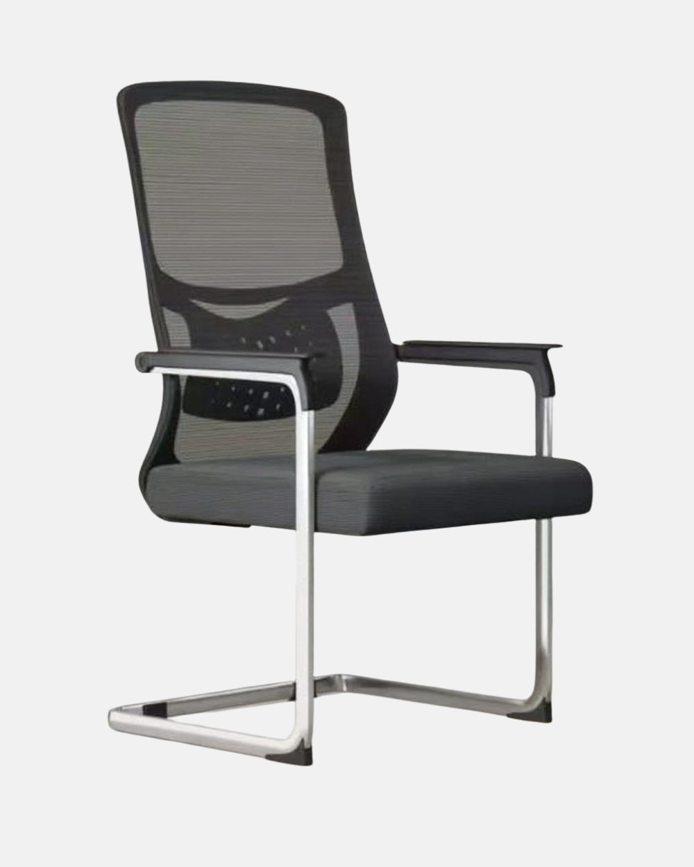 Padded-Arm Cantilever Mesh Visitor Chair