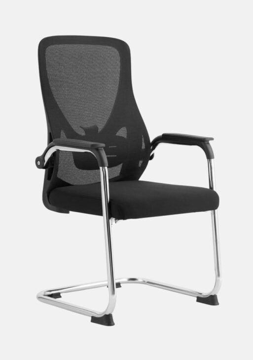 Chrome-Frame Cantilever Mesh Visitor Chair
