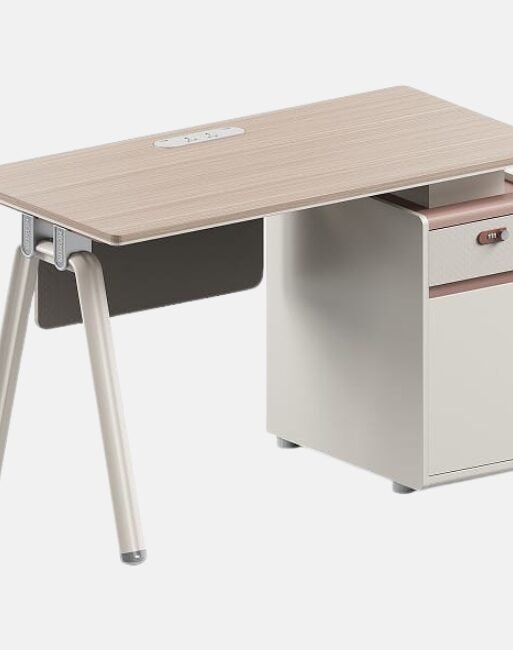 Compact Angled-Leg Office Desk with Storage Pedestal