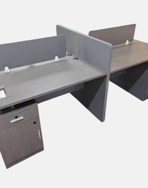Dark Wood Two-to-Four Person Workstation with Cross Screens