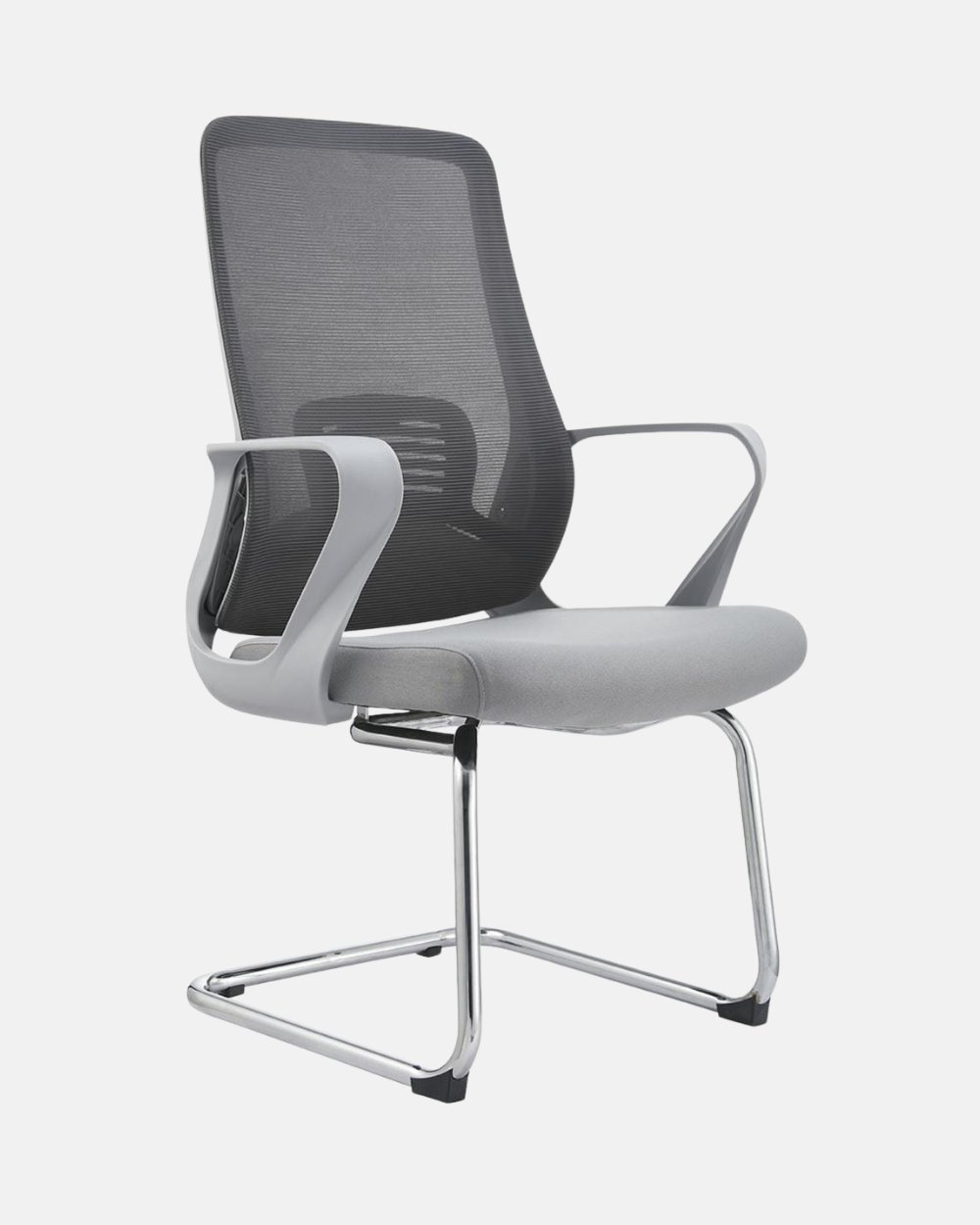 Curved-Arm Cantilever Mesh Visitor Chair