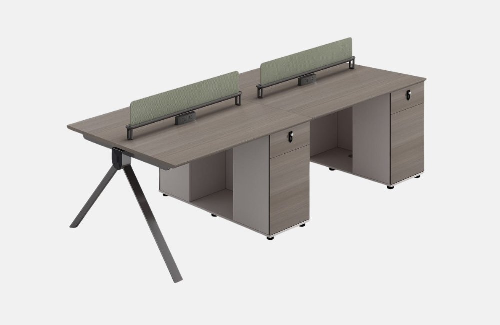 A-Frame Two-to-Four Person Workstation with Green Desk Screens
