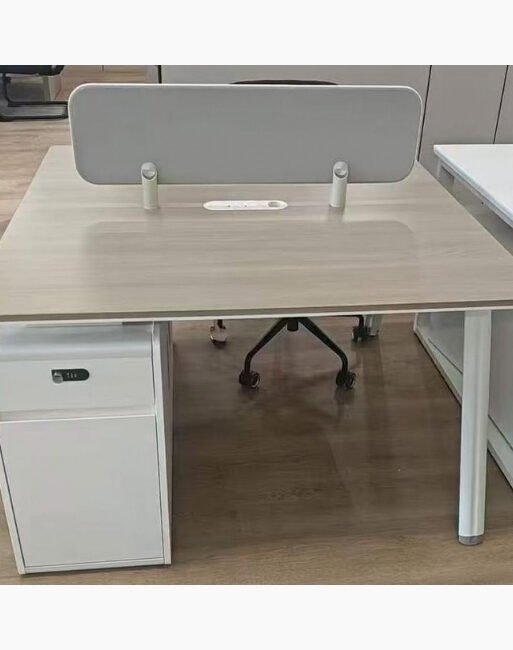 Face-to-Face Office Workstation with Privacy Screens and Pedestals