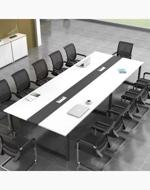 Large Rectangular Conference Table with Central Cable Channel