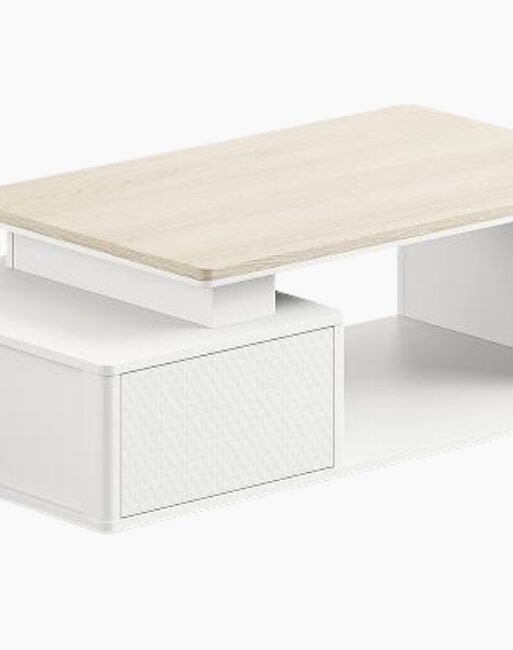 Rectangular Office Coffee Table with Storage Shelf