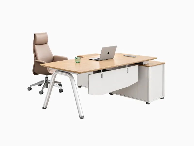 Contemporary Executive Desk with Integrated Side Storage
