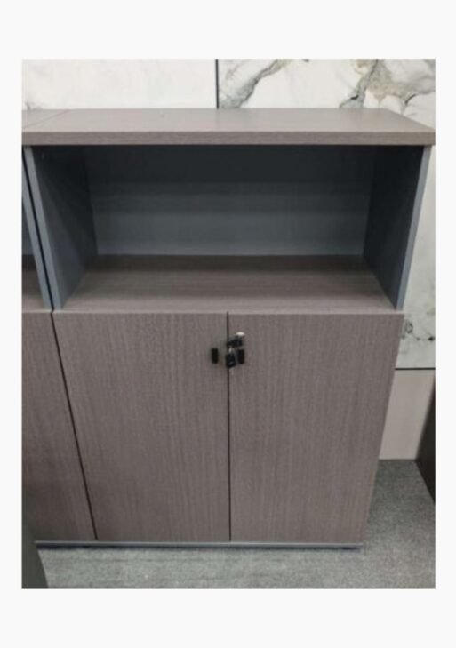 Mid-Height Office Storage Cabinet with Open Display Shelf