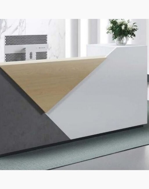 Modern Reception Desk with Geometric Two-Tone Front Panel