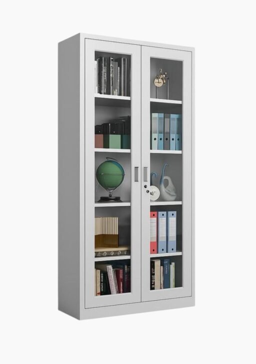 Tall Glass-Door Steel Office Cabinet