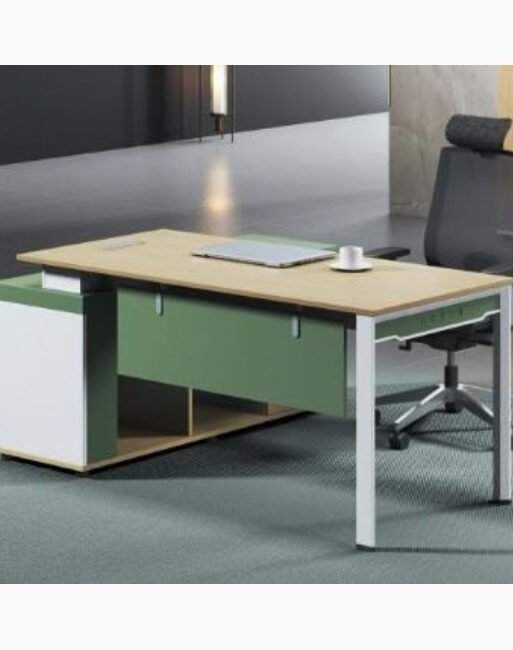 L-Shaped Office Desk with Side Storage Cabinet