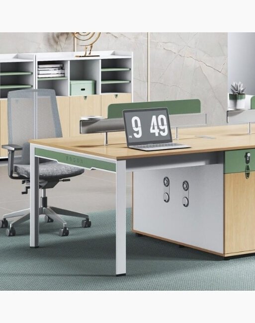 Green-Screen Two-to-Four Person Office Workstation with Pedestals
