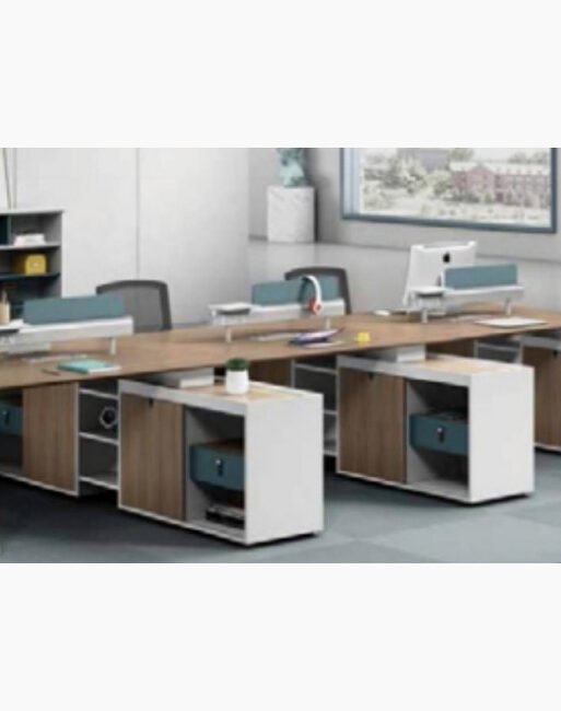 Two-to-Four Person Cluster Workstation with Screens and Storage