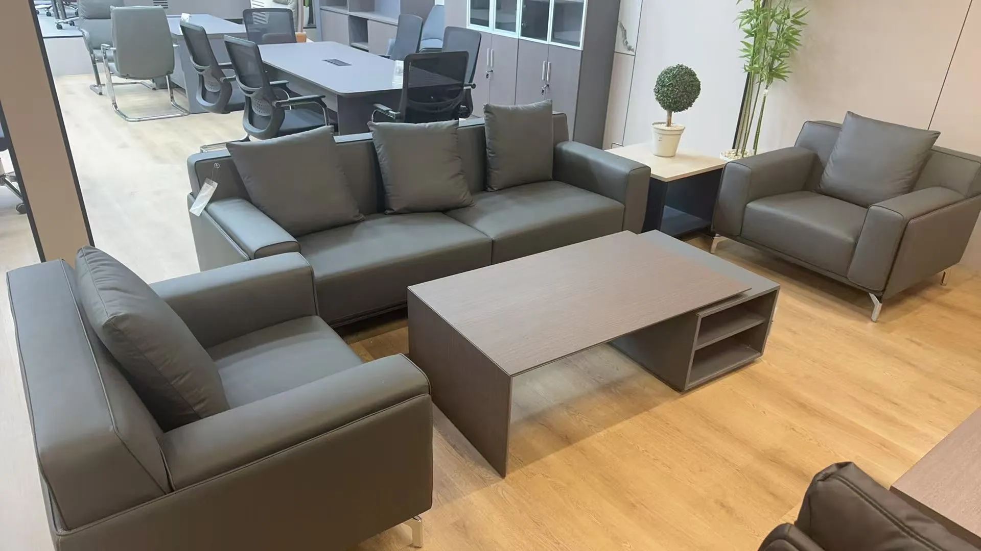 Executive Office Sofa Set with Three-Seater and Two Armchairs