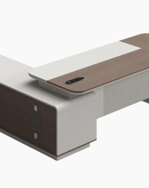 Curved Executive Manager Desk with Integrated Side Storage
