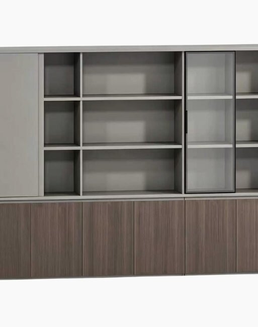 Large Office Storage Cabinet with Open Display Shelves